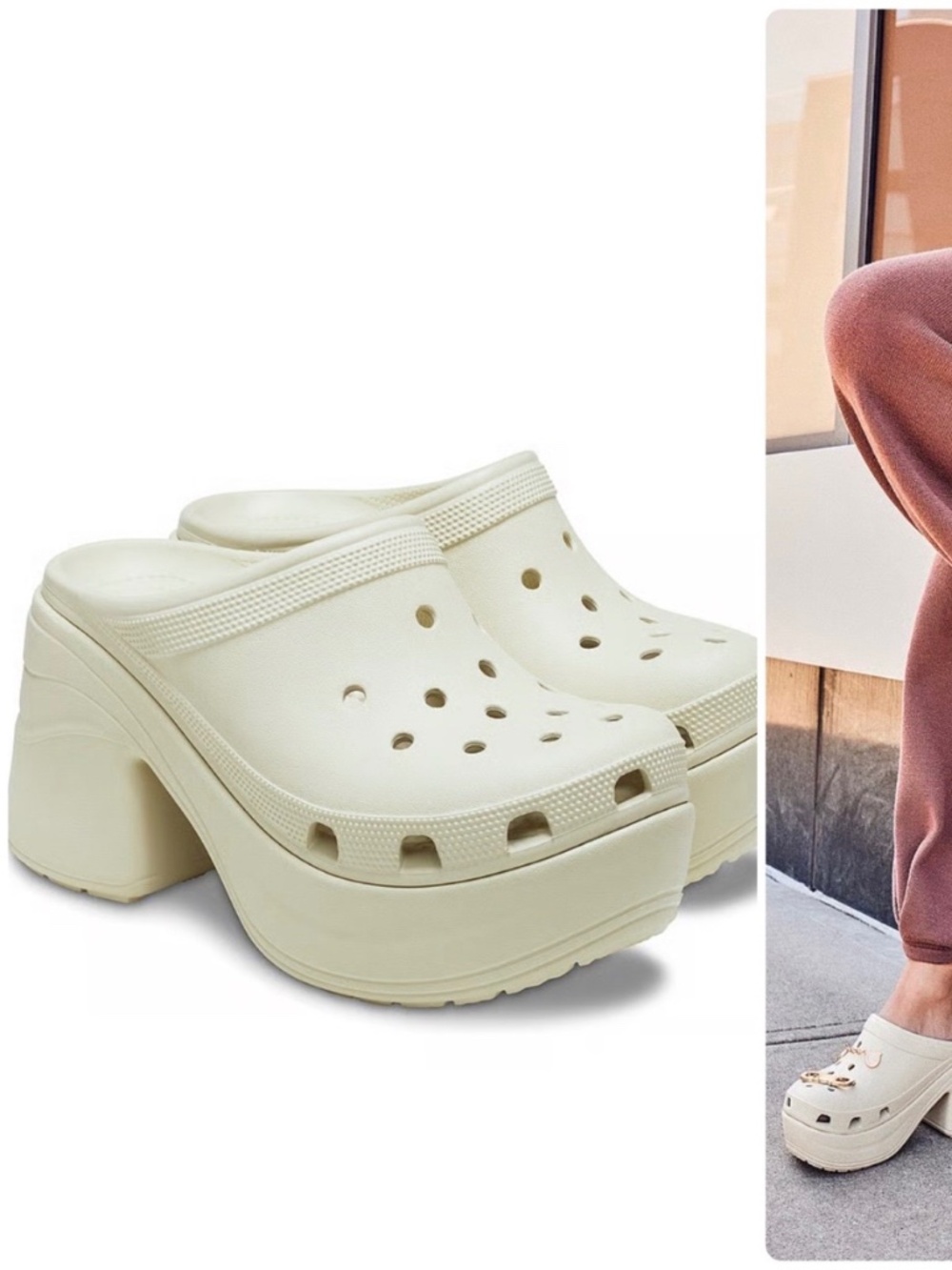 CROCS Women's Siren Clog High-Platform Mules In Bone
